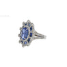 GIA Certified 8.46 Carat No Heat Blue Sapphire & Diamond Art Deco Style Ring