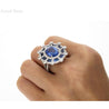 GIA Certified 8.46 Carat No Heat Blue Sapphire & Diamond Art Deco Style Ring