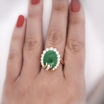 GIA Certified 9 Carat Jadeite Jade Type A and Diamond Halo Ring – Assay Jewelers