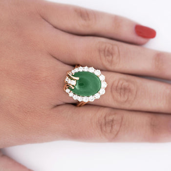 GIA Certified 9 Carat Jadeite Jade Type A and Diamond Halo Ring – Assay Jewelers