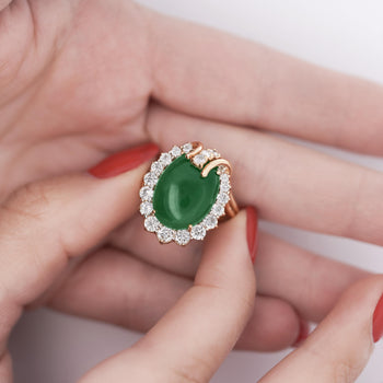 GIA Certified 9 Carat Jadeite Jade Type A and Diamond Halo Ring – Assay Jewelers