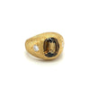 GIA Certified Cushion Cut Brown Chrysoberyl Mens Ring With Matte Textured Gold Finish and Diamond Side Stones