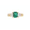 GIA Certified Minor Oil Zambian Emerald & Trillion Diamond 3-Stone Ring in 18K