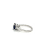 GIA Certified No Heat Blue Sapphire & Trillion Cut Diamond 3-Stone Engagement Ring