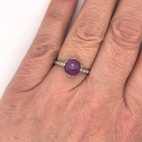 GIA Certified No Heat Star Ruby in Vintage Platinum and Diamond Ring Signed Dreicer & Co.