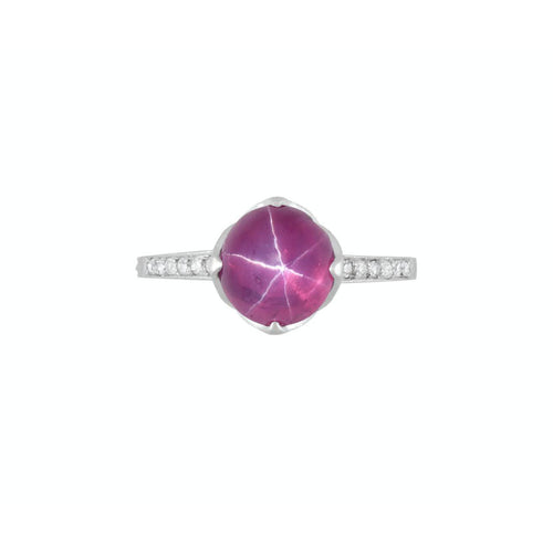 GIA Certified No Heat Star Ruby in Vintage Platinum and Diamond Ring Signed Dreicer & Co.