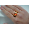 GIA Certified Oval Cut Orange Spessartine Garnet And Diamond 18K Dome Ring