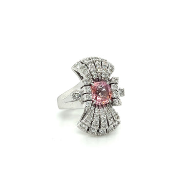 GIA Certified Pink Sapphire and Diamond Vintage 18K Gold Vertical Ring – Assay Jewelers