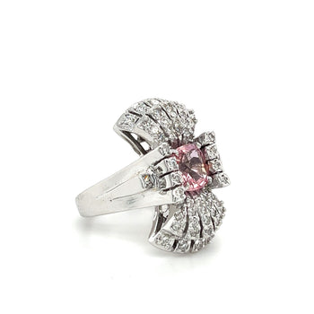 GIA Certified Pink Sapphire and Diamond Vintage 18K Gold Vertical Ring – Assay Jewelers