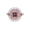 GIA Zertifizierter Radiant Cut Fancy Dunkelbraun Pink Diamant und Diamant Halo Breiter Rahmen Ring in 18K Weißgold