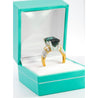 GIA Certified Rectangular Cut Blue-Green Indicolite Tourmaline and Diamond 18K Gold Ring