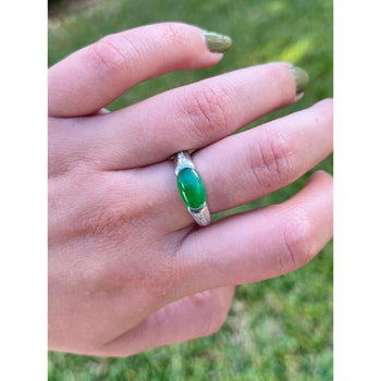 GIA certified Oval Jade with Diamond Sidestones in Platinum Ring – Assay Jewelers