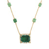 GRS Certified 17.85 Carat Emerald & Diamond Filigree 14K Yellow Gold Necklace