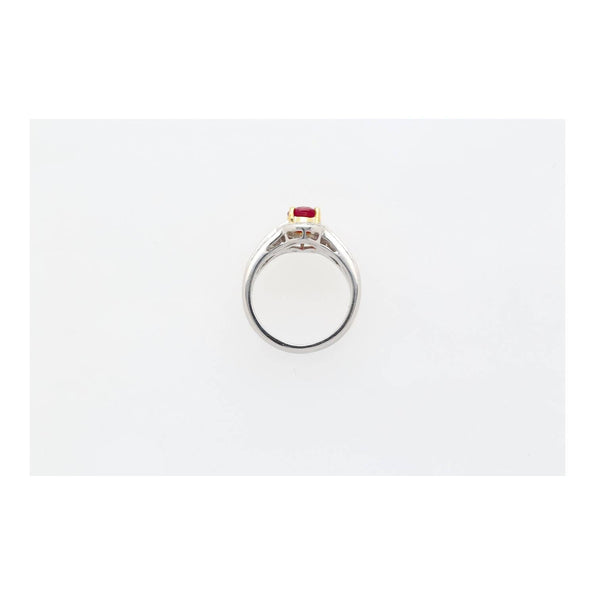 GRS Certified 1.37 Carat Burma Pigeon Blood Ruby & Diamond Ring in 18K Gold