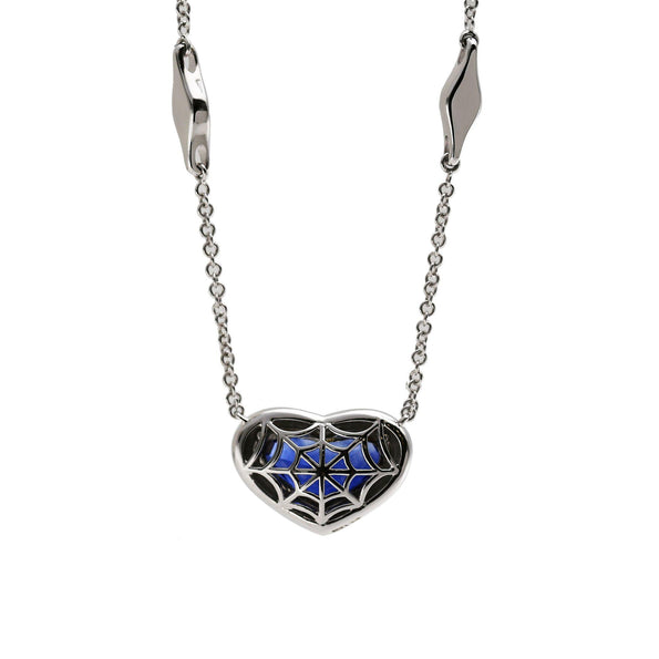 GRS Certified 4.13 Carat Heart Sapphire Diamond 18K White Gold Pendant Necklace