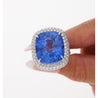 GRS Certified 50.11 Carat Cushion No Heat Sri Lanka Blue Sapphire Ring