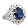 GRS Certified 7.15 Carat Vivid Blue Sapphire & Diamond 18K Ring
