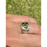 GRS Certified Chrysoberyl Cats Eye Mens Ring 14k White Gold Setting