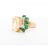 GRS Certified No Heat 12.61 Carat Oval Yellow Sapphire & Emerald Floral Ring