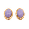 GUMPS San Francisco Signed Lavender Jade 14K Gold Clip On Stud Earrings