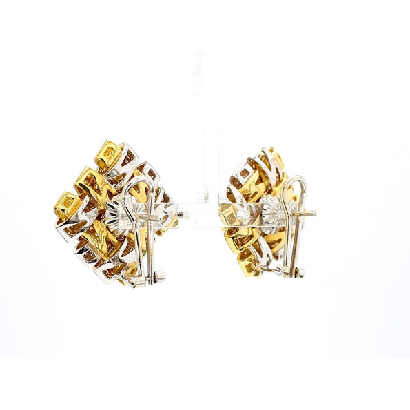 Garavelli 3.5 Ct Diamond Woven Square 18K Two-Tone Gold Clip-On Earrings