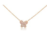 Gold Gemstone Butterfly Cluster Floating Pendant Necklace 18