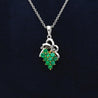 Grapevine Motif Emerald and Diamond Pendant Necklace in 18K Gold