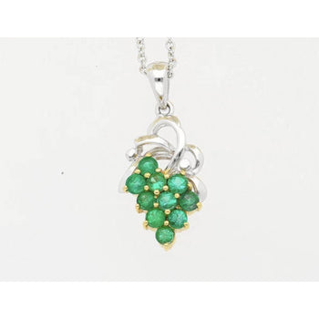 Grapevine Motif Emerald and Diamond Pendant Necklace in 18K Gold – Assay Jewelers