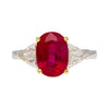 Gubelin Certified 4.47 Oval Cut Ruby with Trillion Cut Diamond Sides in 18K White Gold Ring