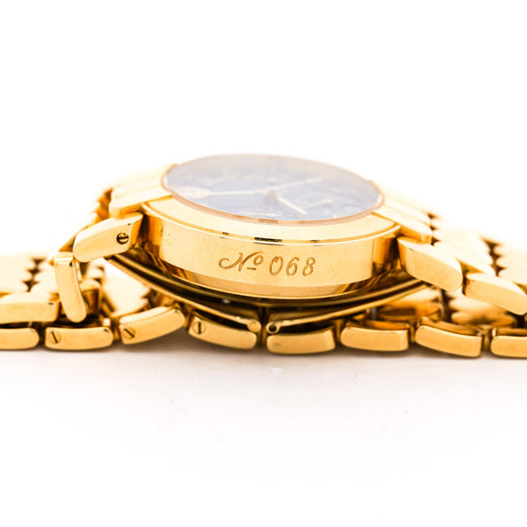 Harry Winston Premier Chronograph 18K Yellow Gold Navy Dial Mens Luxury Watch