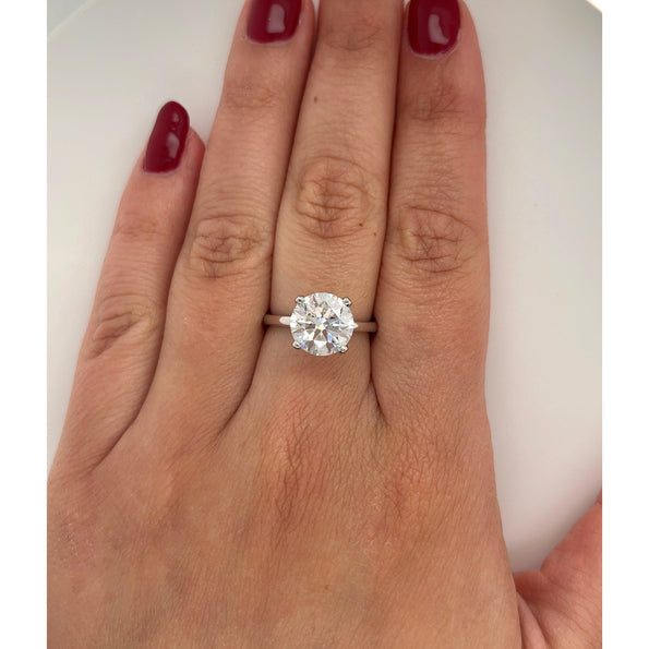 IGI Certified 3.48 Carat Round Cut Lab Grown Diamond CVD Engagement Ring in 18K White Gold Solitaire