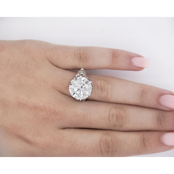 IGI Certified 9.54 Carat G/VS1 Lab Grown Diamond Vintage Platinum Ring