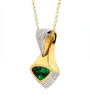 Important 11 Carat Vivid Green Tsavorite 18K Gold Pendant Necklace – Assay Jewelers