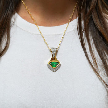 Important 11 Carat Vivid Green Tsavorite 18K Gold Pendant Necklace – Assay Jewelers