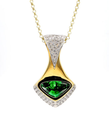 Important 11 Carat Vivid Green Tsavorite 18K Gold Pendant Necklace – Assay Jewelers