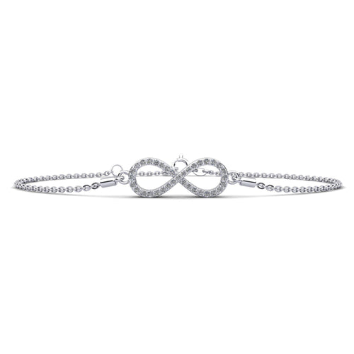 Infinity Pave Diamond Charm Bracelet in 14K