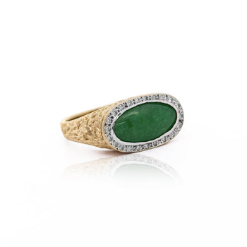 Jadeite Jade Bezel Set & Diamond Pavé in 14K Gold Nugget Ring – Assay Jewelers