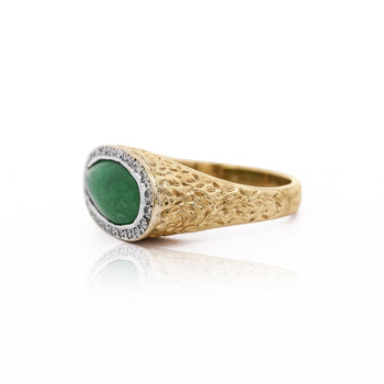 Jadeite Jade Bezel Set & Diamond Pavé in 14K Gold Nugget Ring – Assay Jewelers