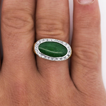 Jadeite Jade Bezel Set & Diamond Pavé in 14K Gold Nugget Ring – Assay Jewelers