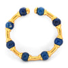 Lapis Lazuli 21K Gold Hammered Finish Bead Bangle Bracelet