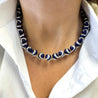 Lapis Lazuli Ball and Diamond 18K White Gold Choker Necklace Signed BIBIGI