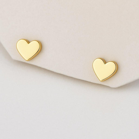 Mini 14k Gold Heart Stud Earrings On Screw Backs
