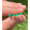 Mixed Cut Emerald Stud Earrings in Solid Gold