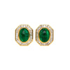 Mouawad signierte lebendige Cabochon-Emeralds & Baguette-Diamant-Halo Clip-On Ohrringe