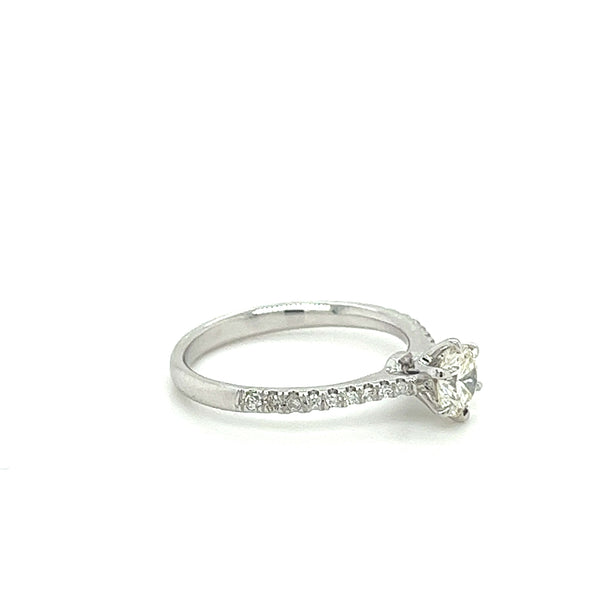 0.60 Carat Diamond Engagement Ring with Diamond Side Stones in 18K White Gold