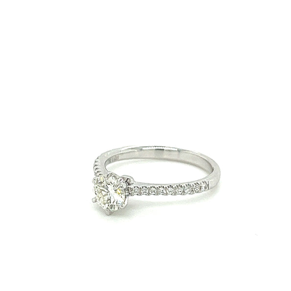 0.60 Carat Diamond Engagement Ring with Diamond Side Stones in 18K White Gold
