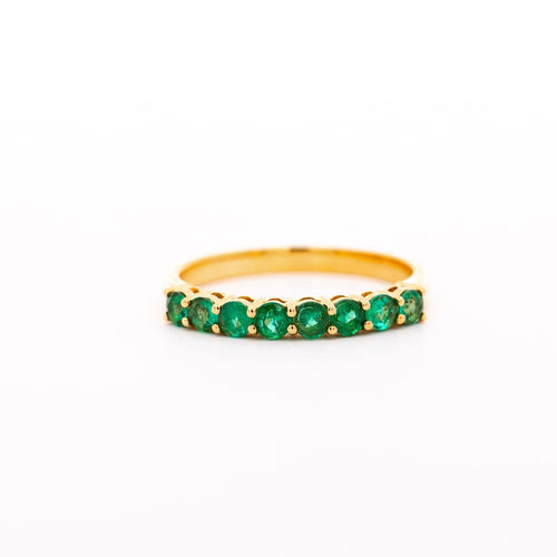 2 Carat Emerald Wedding Band Ring in 14K Gold