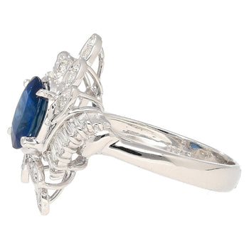 Natural 1.52 Carat Oval Blue Sapphire and Diamond Platinum Floral Ring – Assay Jewelers