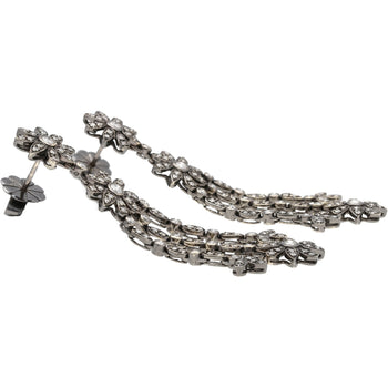 Natural 2 Carat Floral Diamond Dangle Drop Earrings in 18K White & Black Gold – Assay Jewelers
