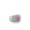 Natural 2 Carat Oval Cut Pink Sapphire with Diamond Cluster Dome Ring